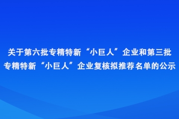 河南省：第六批專精特新“小巨人”企業(yè)和第三批專精特新“小巨人”企業(yè)復(fù)核擬推薦名單公示